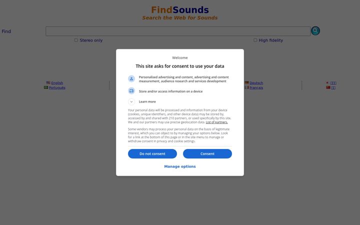 Screenshot of findsounds.com