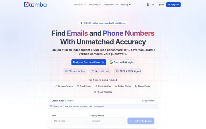 Screenshot of findthat.email