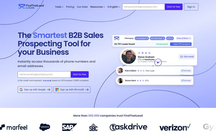 Screenshot of findthatlead.com