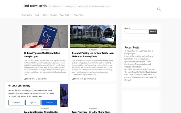 Screenshot of findtraveldeals.info