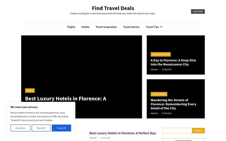 Screenshot of findtraveldeals.net