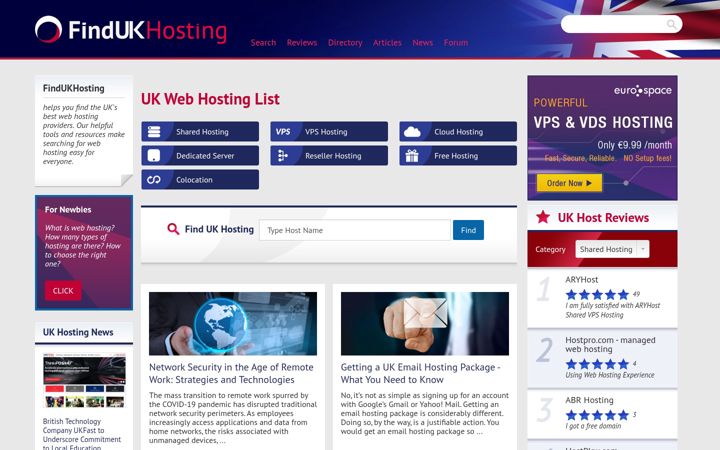 Screenshot of findukhosting.com