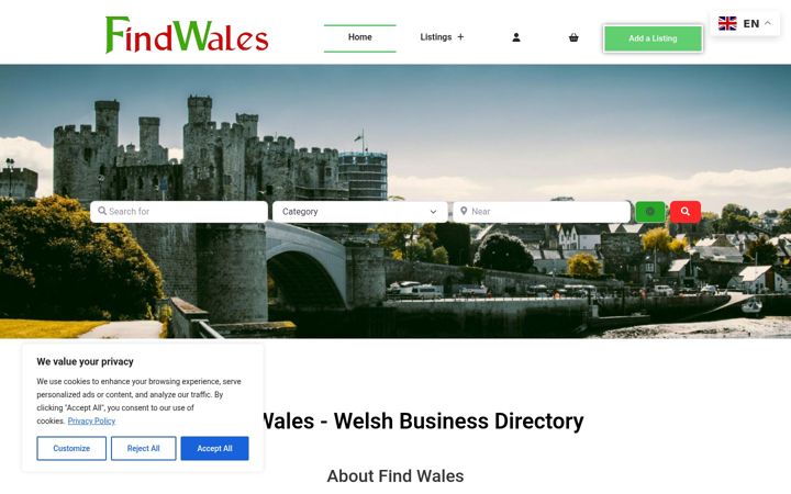 Screenshot of findwales.co.uk