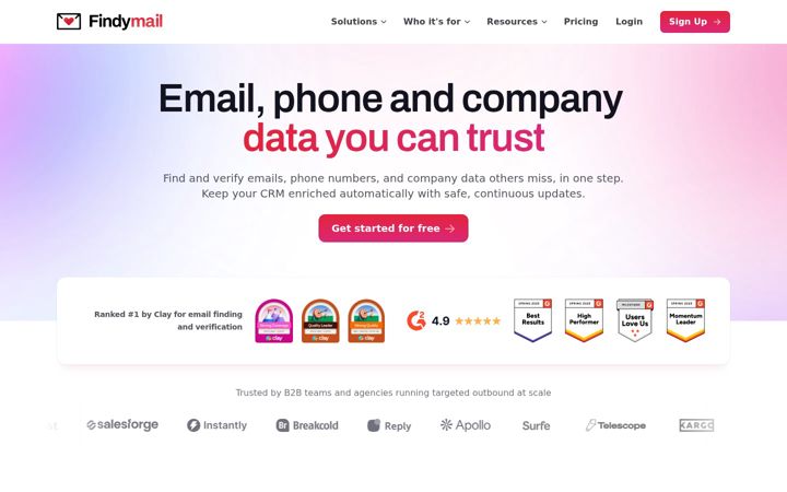 Screenshot of findymail.com