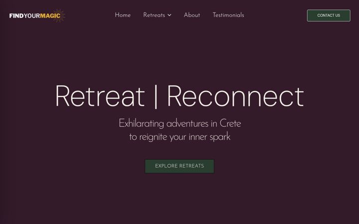 Screenshot of findyourmagicretreats.com