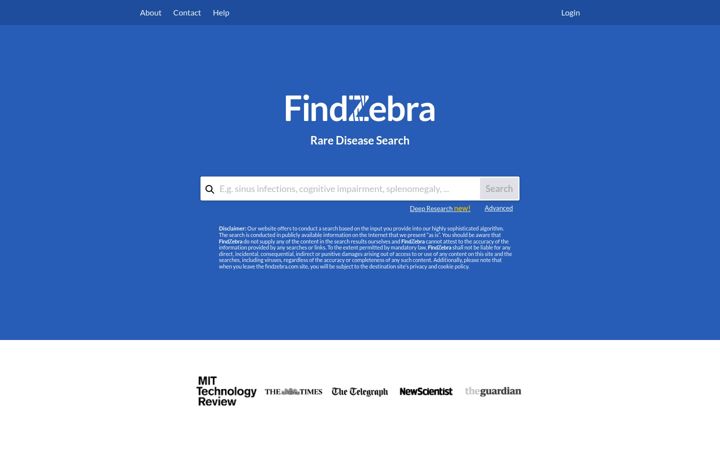 Screenshot of findzebra.com