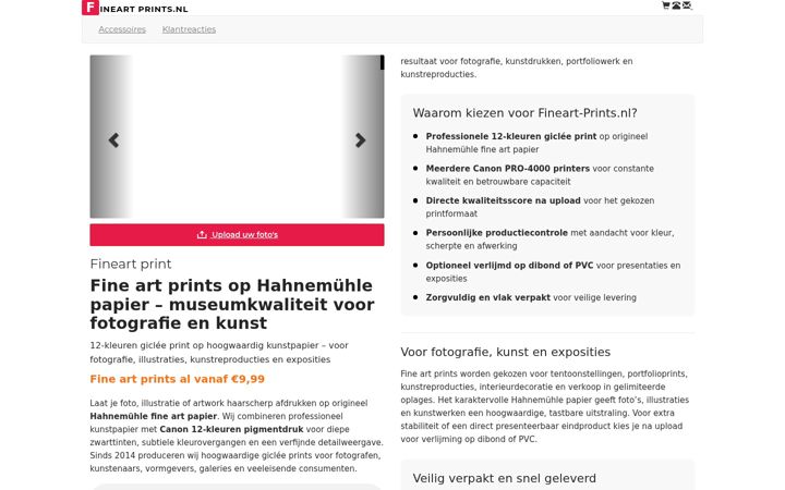 Screenshot of fineart-prints.nl