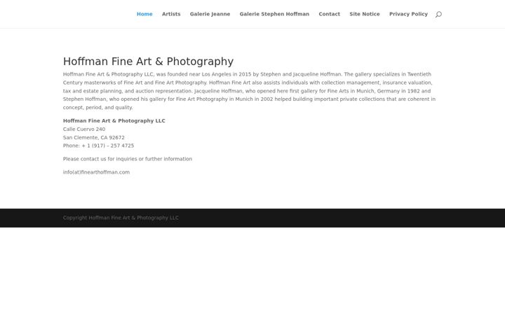Screenshot of finearthoffman.com