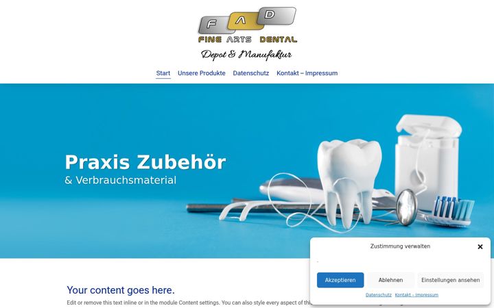 Screenshot of fineartsdental.de