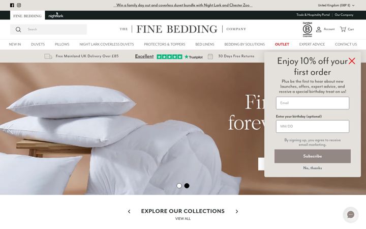 Screenshot of finebedding.co.uk