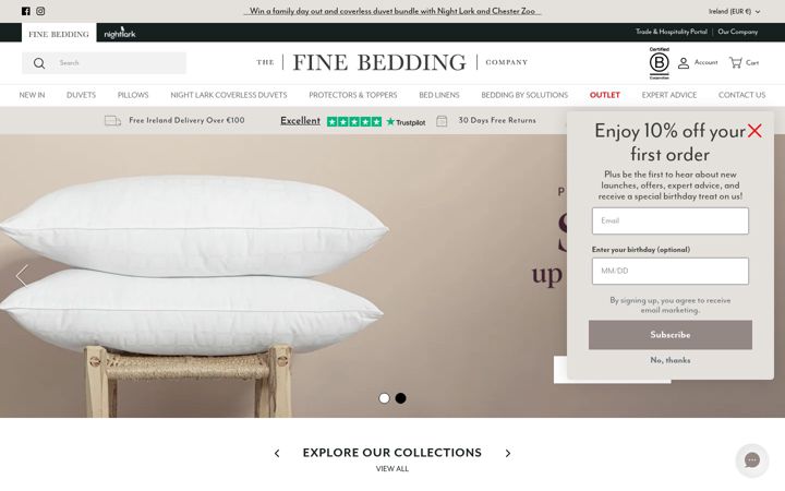 Screenshot of finebedding.ie