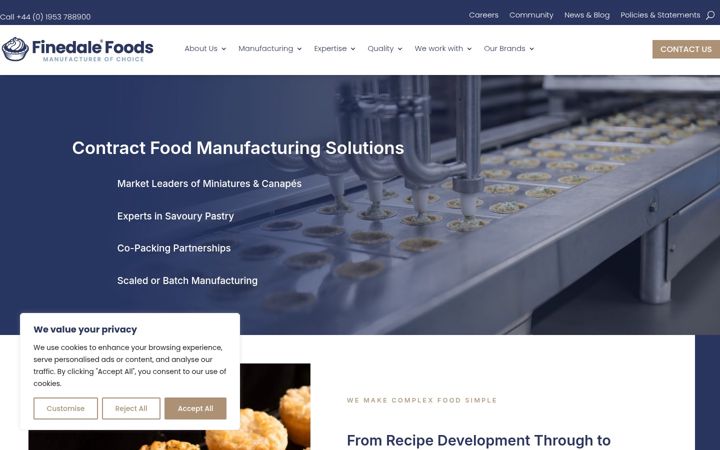 Screenshot ta' finedalefoods.co.uk
