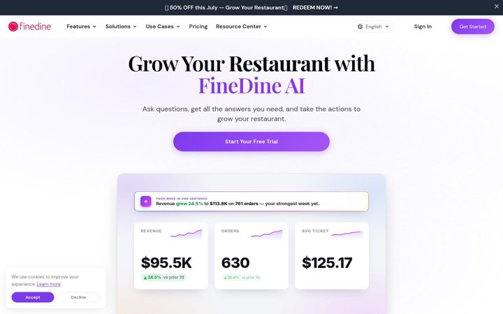 Screenshot of finedinemenu.com