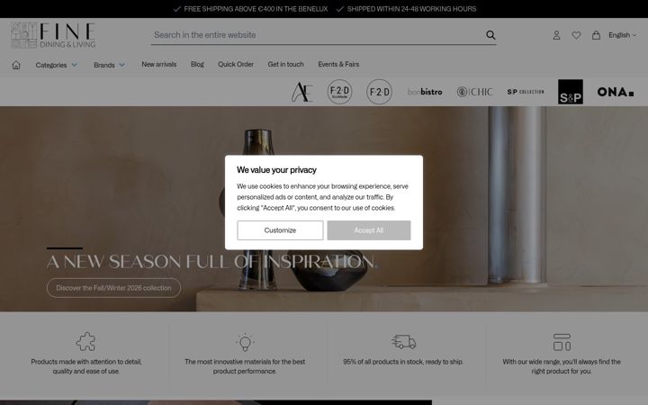 Screenshot of finediningandliving.eu
