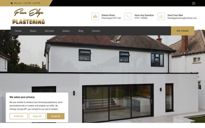 Screenshot of fineedgeplastering.co.uk