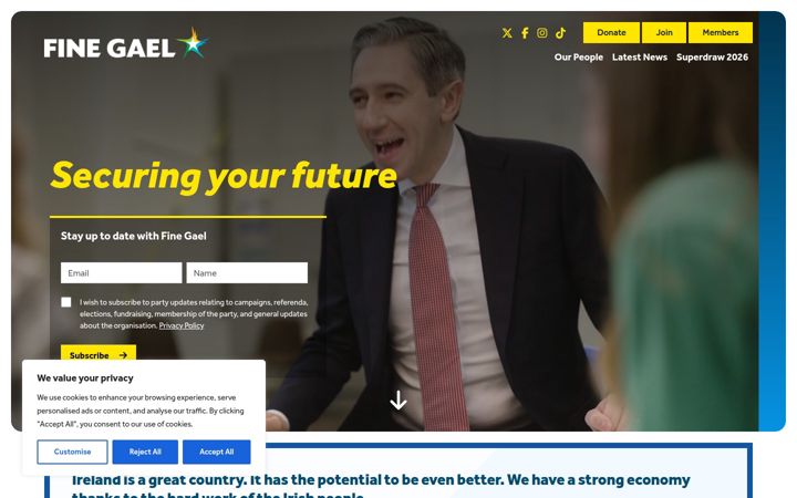 Screenshot of finegael.ie