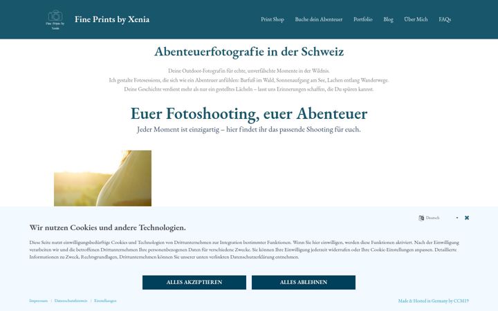 Screenshot of fineprintsbyxenia.com