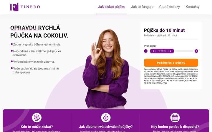 Screenshot of finero.cz