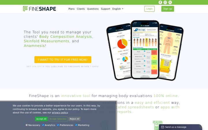 Screenshot of fineshape.fit