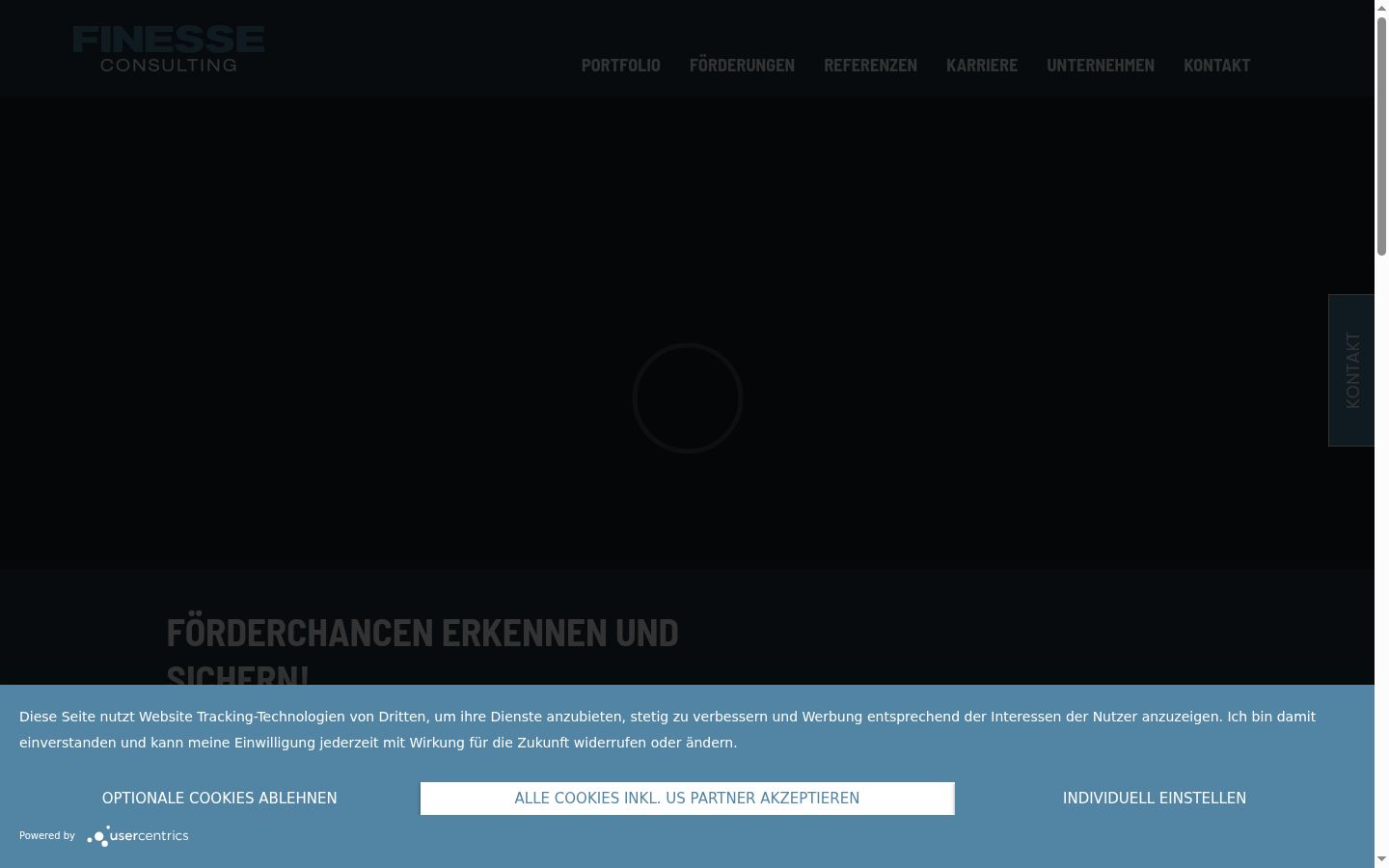 Screenshot des Einwilligungsbanners vor jeglicher Interaktion