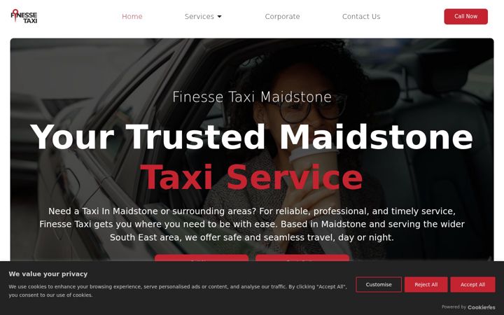 Screenshot of finessetaxi.co.uk