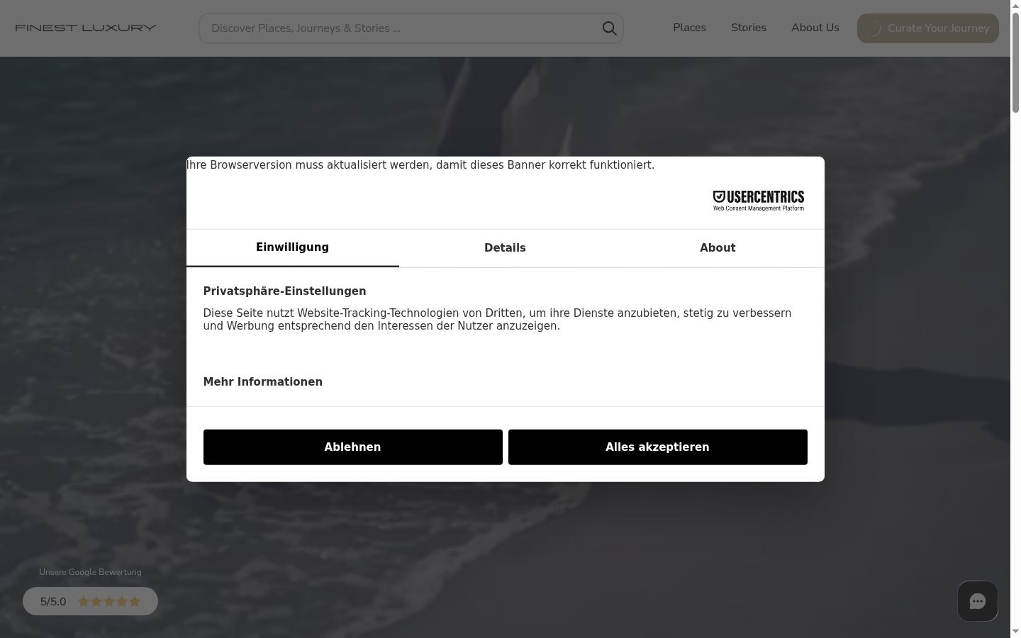 Sutikimo reklamjuostės, rodytos prieš bet kokią sąveiką, ekrano kopija