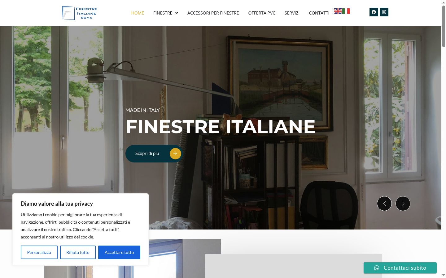 Screenshot del banner di consenso mostrato prima di qualsiasi interazione