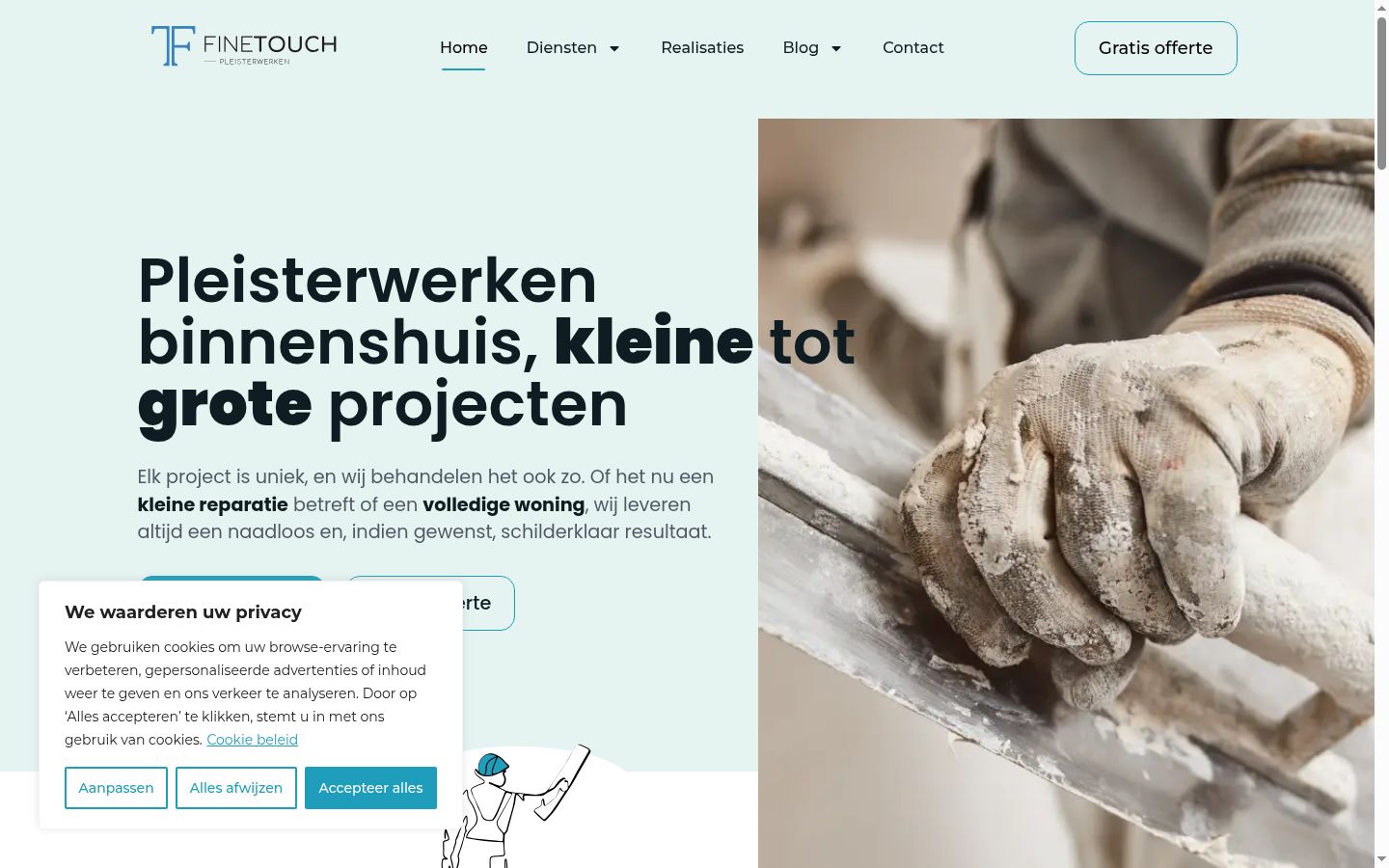 Screenshot van de toestemmingsbanner zoals getoond vóór enige interactie