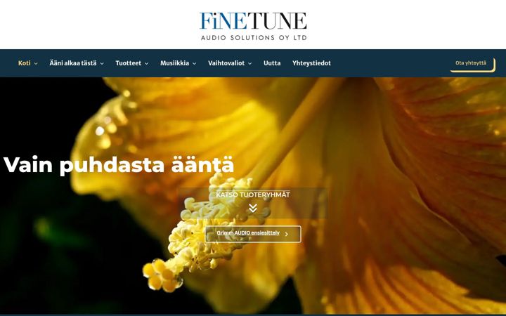 Kuvakaappaus sivustosta finetuneaudio.fi