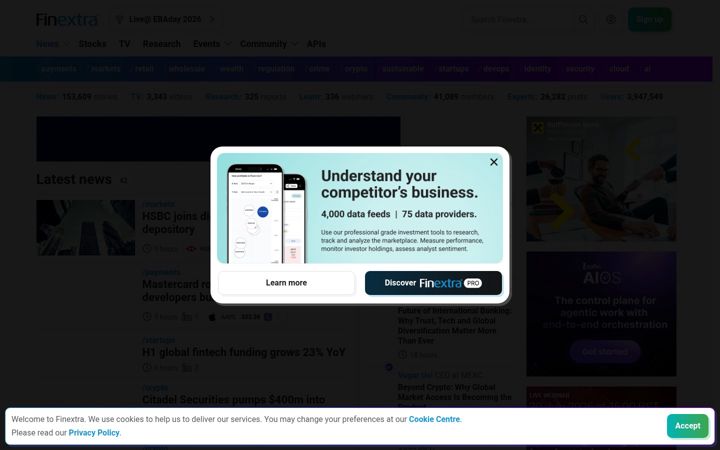 Screenshot of finextra.com