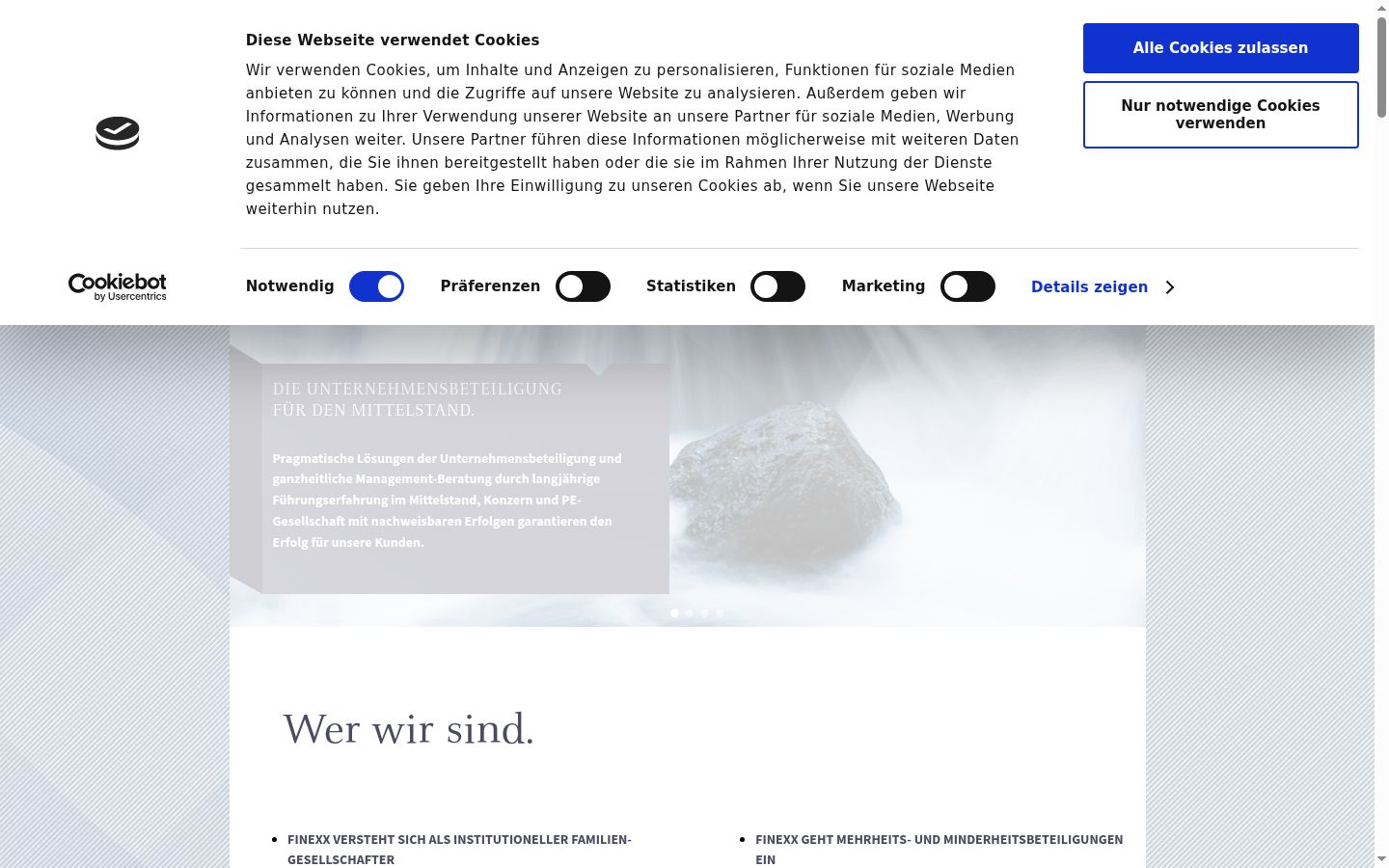 Screenshot des Einwilligungsbanners vor jeglicher Interaktion