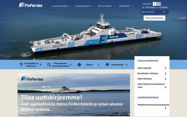 Screenshot of finferries.fi