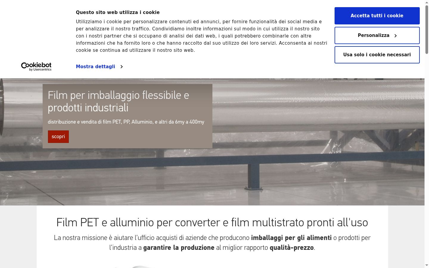 Screenshot del banner di consenso mostrato prima di qualsiasi interazione