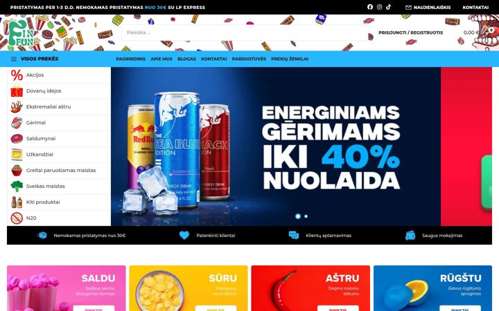 Snímek obrazovky finfun.lt