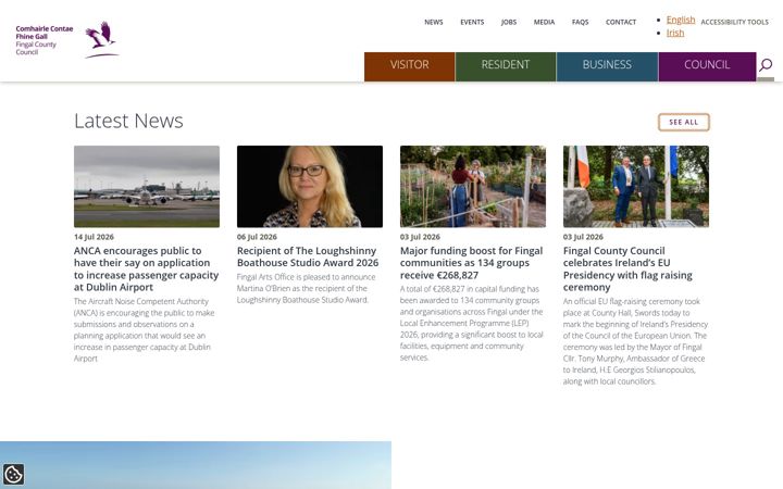 Screenshot of fingal.ie