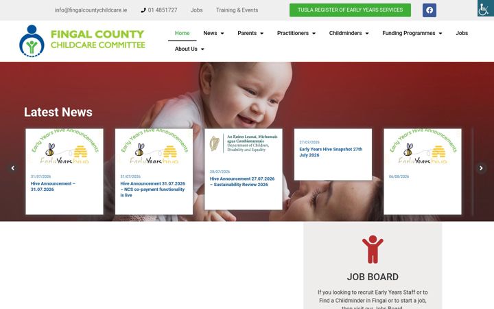 Screenshot di fingalcountychildcare.ie