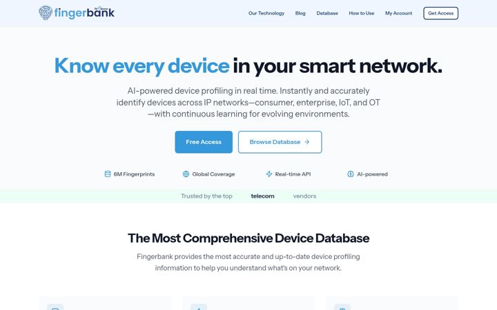 Screenshot of fingerbank.org