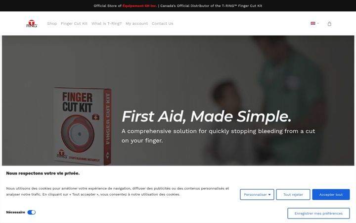 Screenshot of fingercutkit.ca