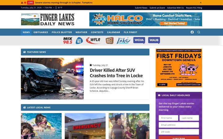 Screenshot of fingerlakesdailynews.com