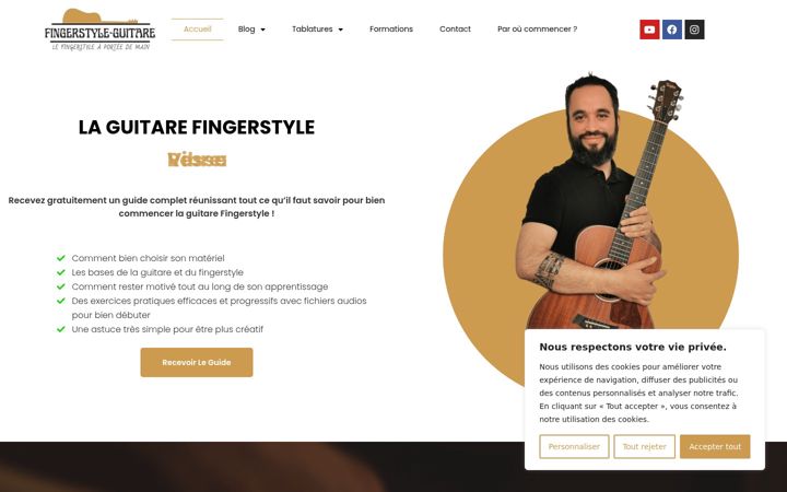 Screenshot of fingerstyle-guitare.fr