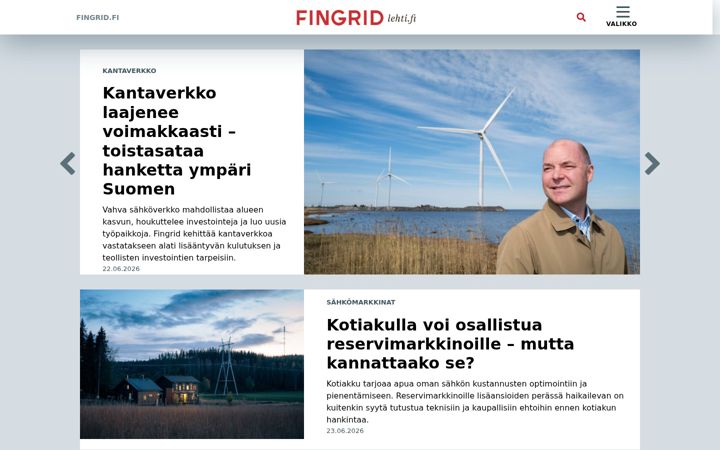 Screenshot of fingridlehti.fi