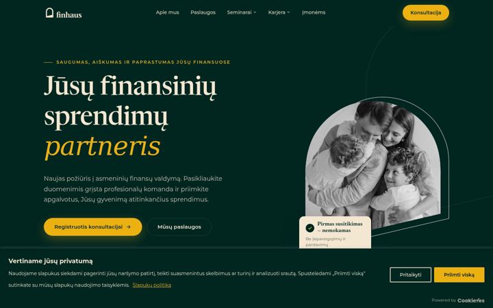 Snímek obrazovky finhaus.lt