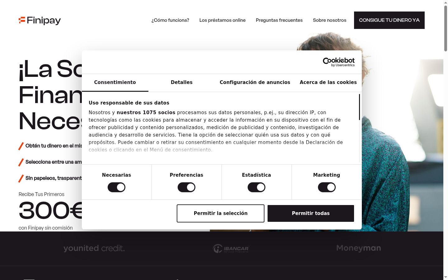Screenshot tal-banner tal-kunsens muri qabel kwalunkwe interazzjoni