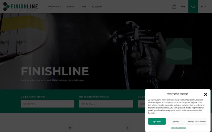 Screenshot of finishline.si