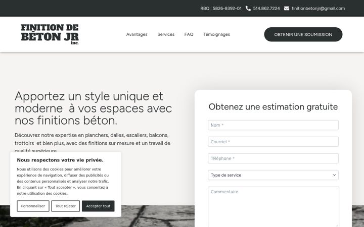 Screenshot of finitionbetonjr.com