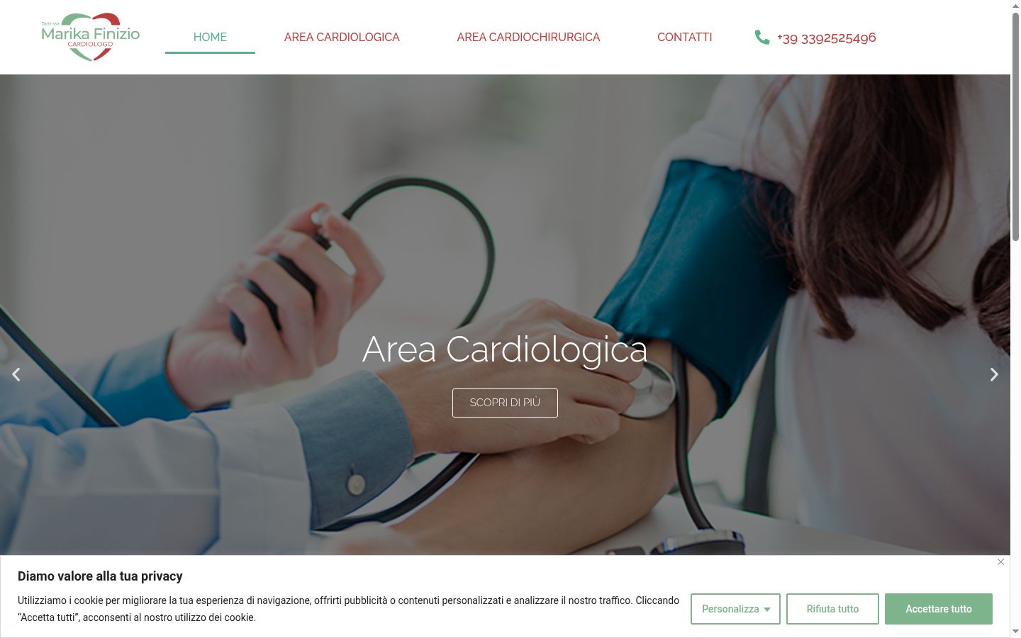 Screenshot del banner di consenso mostrato prima di qualsiasi interazione