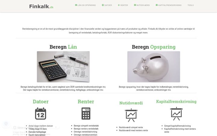 Screenshot of finkalk.dk