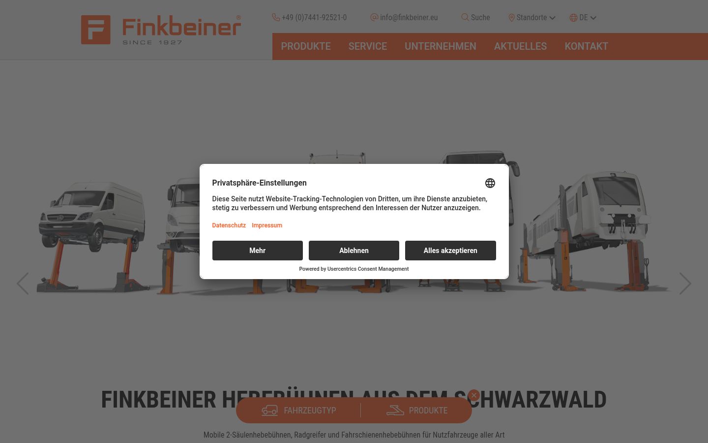 Screenshot des Einwilligungsbanners vor jeglicher Interaktion