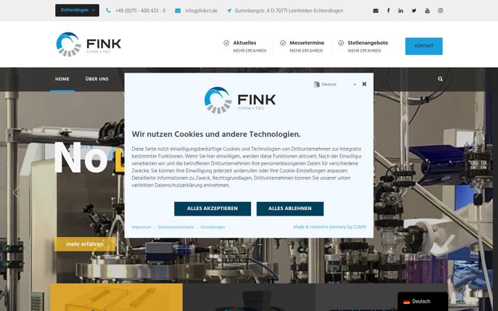 Snímek obrazovky finkct.de