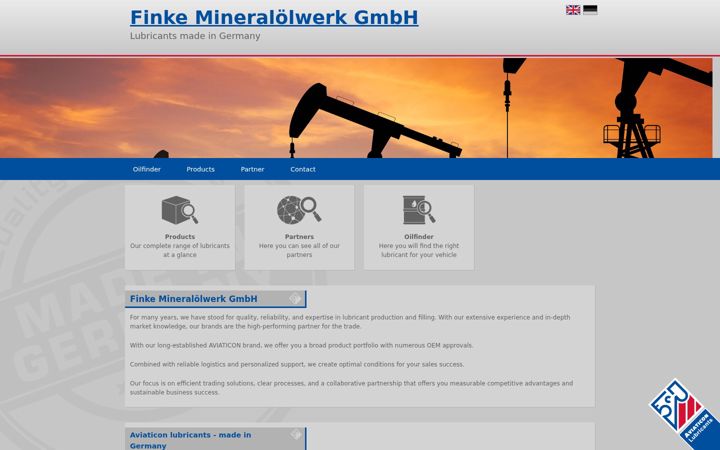 Snímek obrazovky finke-oil.de